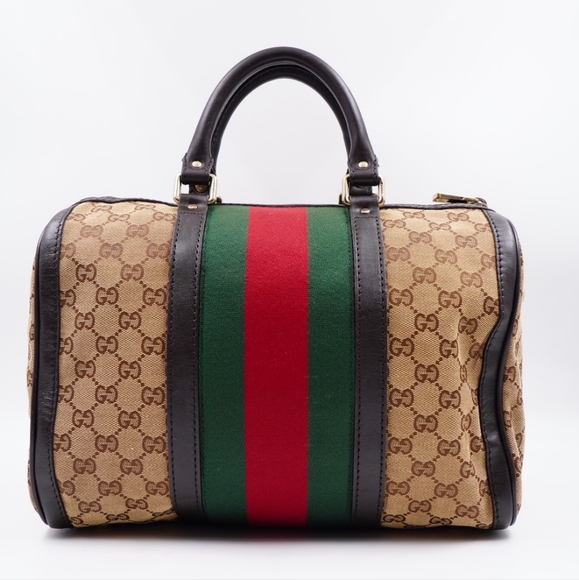 BA04❤️ Gucci GG Monogram Web Boston Bag - Picture 8 of 15